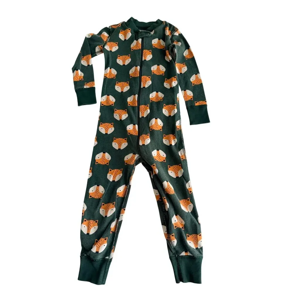 Hanna Andersson Baby Fox Print 2-Way Zip Sleeper - Organic Cotton 90 3T